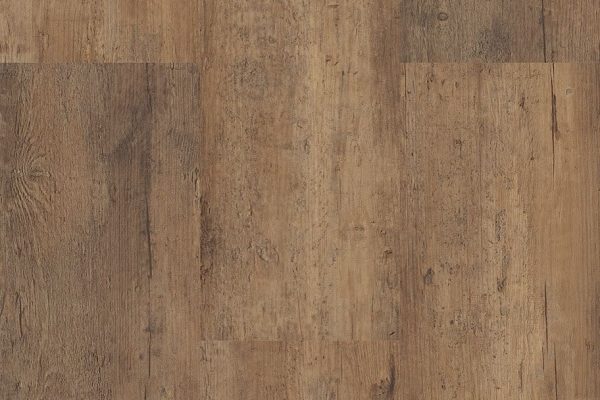 Holzboden mit naturbrauner Oberfläche, der sichtbare Maserungen, Äste und die für rustikale Holzdielen typischen Strukturen aufweist.